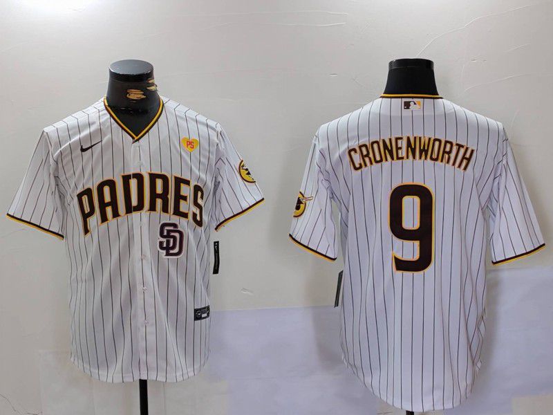 Men San Diego Padres #9 Cronenworth White Stripe Game 2024 Nike MLB Jersey style 6->san diego padres->MLB Jersey